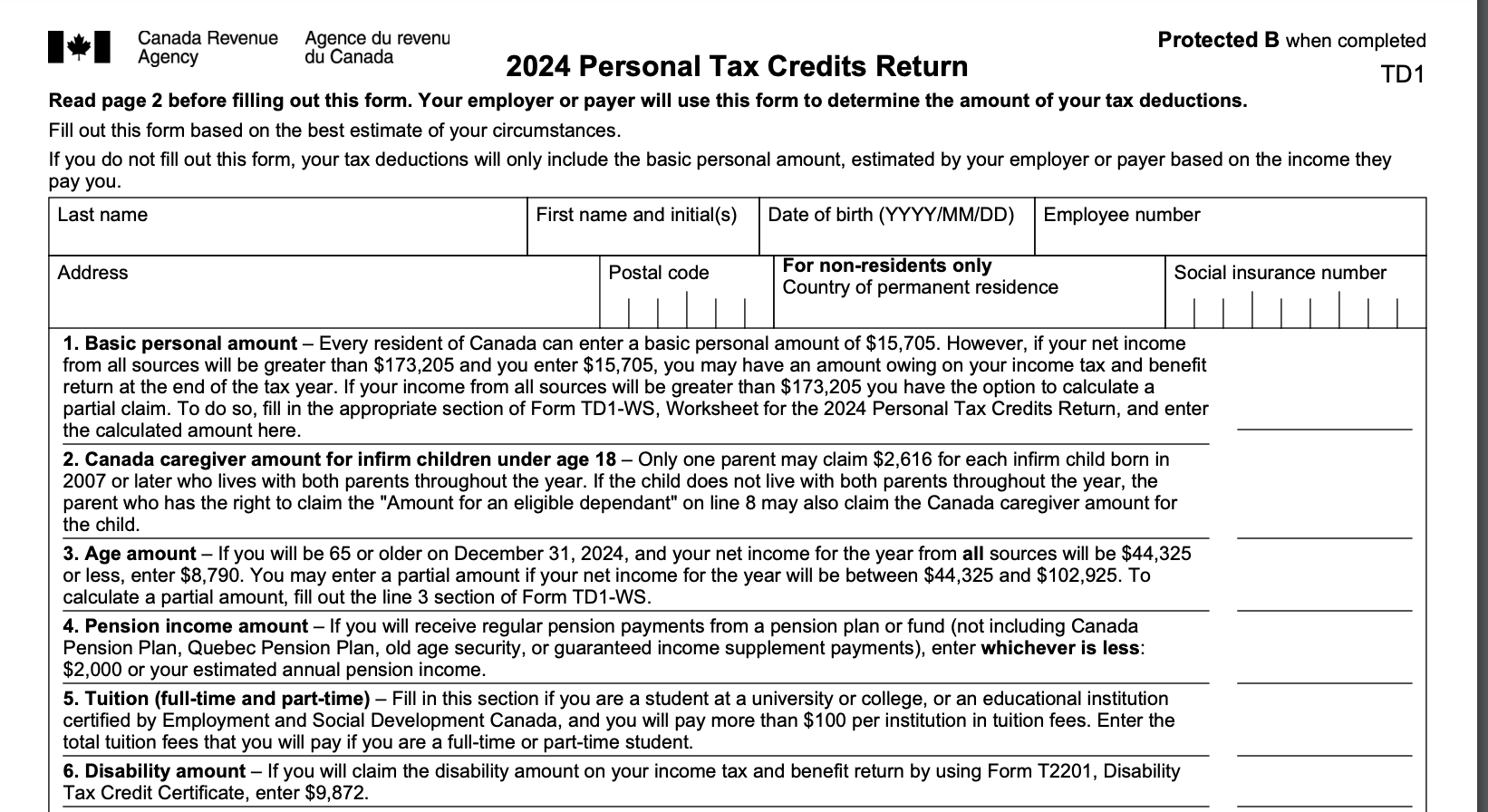 How to Fill up TD1 Tax Forms