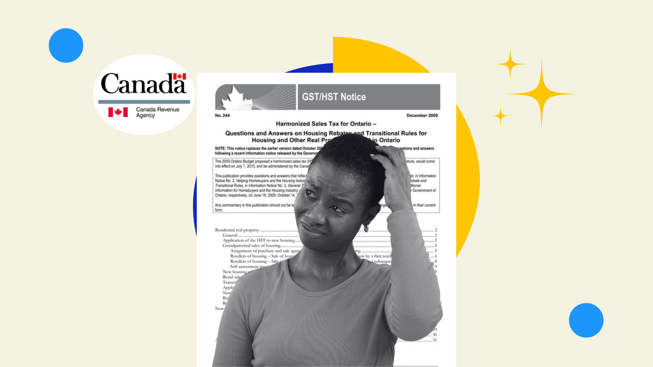 Girl Scratching her Head with GST/HST Notice Document behind her