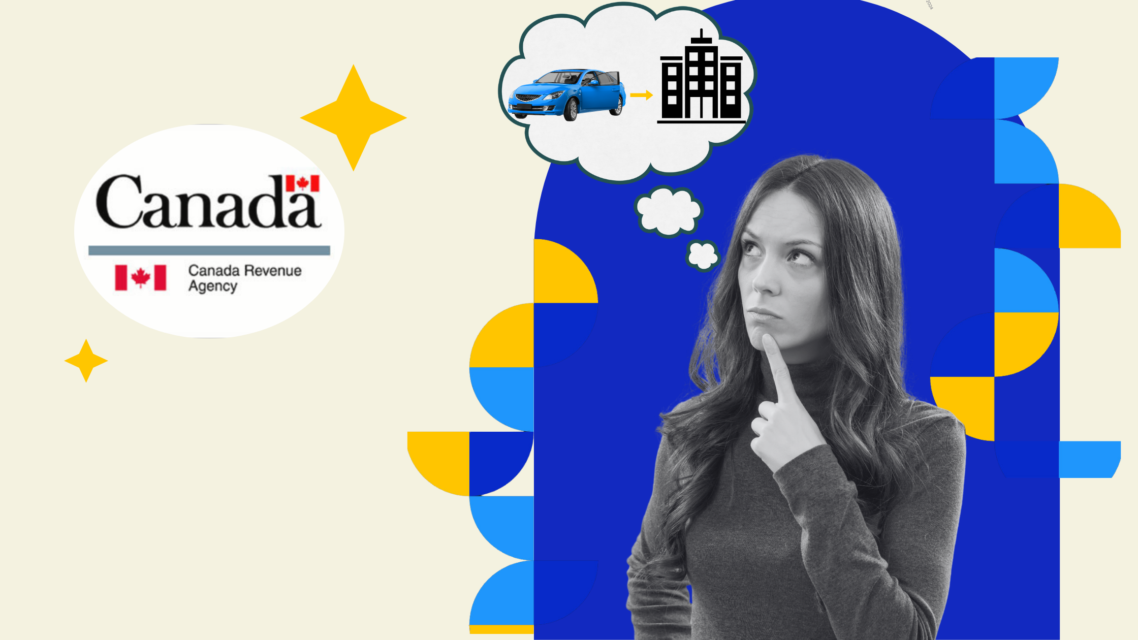 Girl thinking of putting car in company